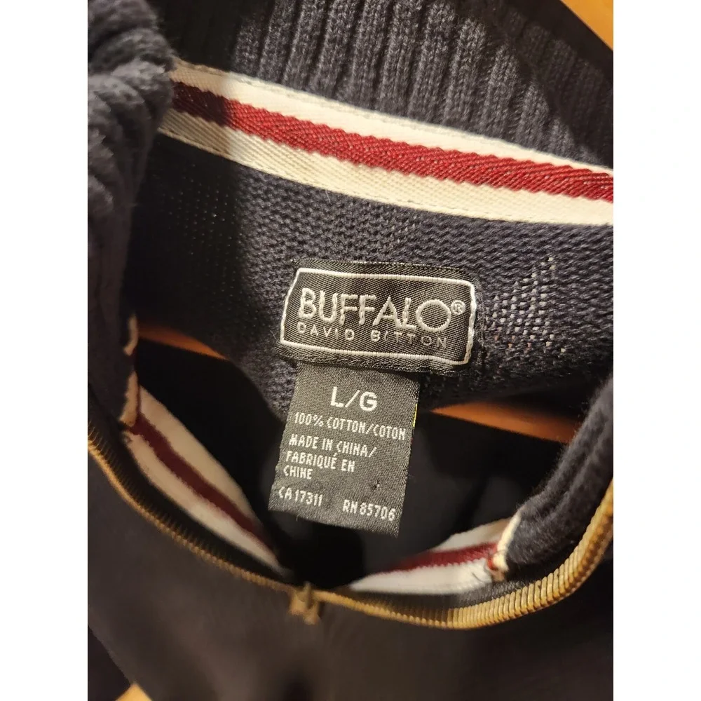 Buffalo David Bitton Mens‎ Navy Half Zip Long Sleeve Turtleneck Sweater Size L